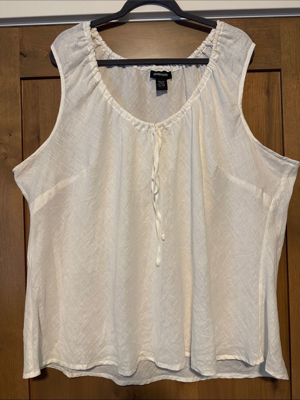 Avenue 100% Linen sleeveless Top blouse Womens 26/28 Sleeveless Shirt tie front